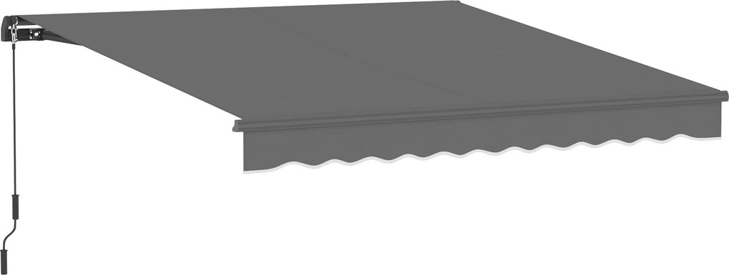 Toldo manual 3,5 x 3 m, cobertura retrátil com inclinação ajustável, manivela, proteção UV e resistente à água, cinzento