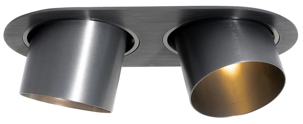 Set van 6 inbouwspots gunmetal GU10 70mm kantelbaar 2-lichts - Installa Moderno