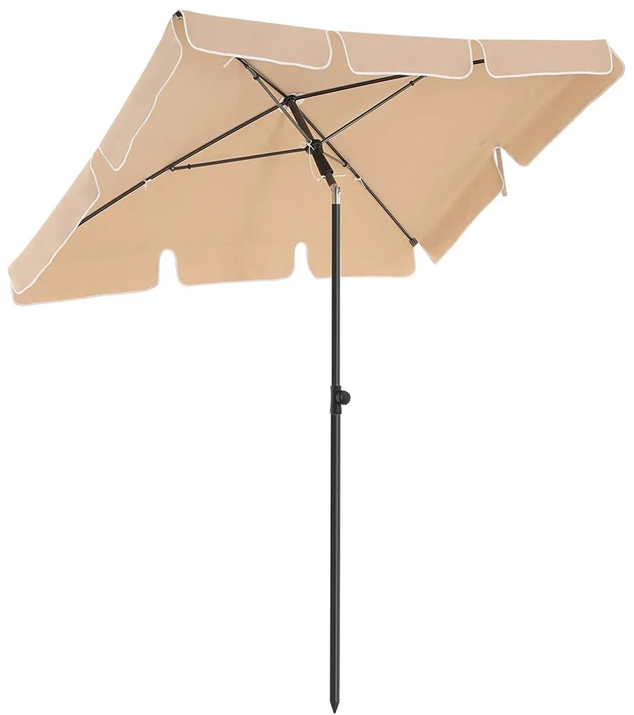 Guarda-sol retangular para varanda SONGMICS 1,8 x 1,25 m, proteção FPS 50+, proteção solar inclinável, cobertura revestida de PA, bolsa de transporte, terraço para jardim, base não incluída, cinza-claro GPU180K01