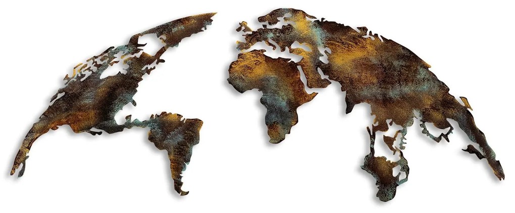 Acessório Decorativo de Metal Mapa Mundo Médio – Multicolor – 150 cm x