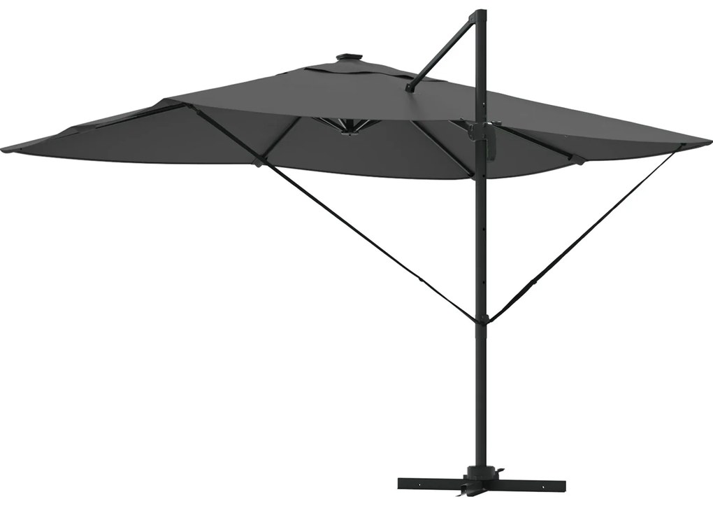 Guarda-sol de braço articulado com LEDs Antracite 352x251x265 cm Alumí