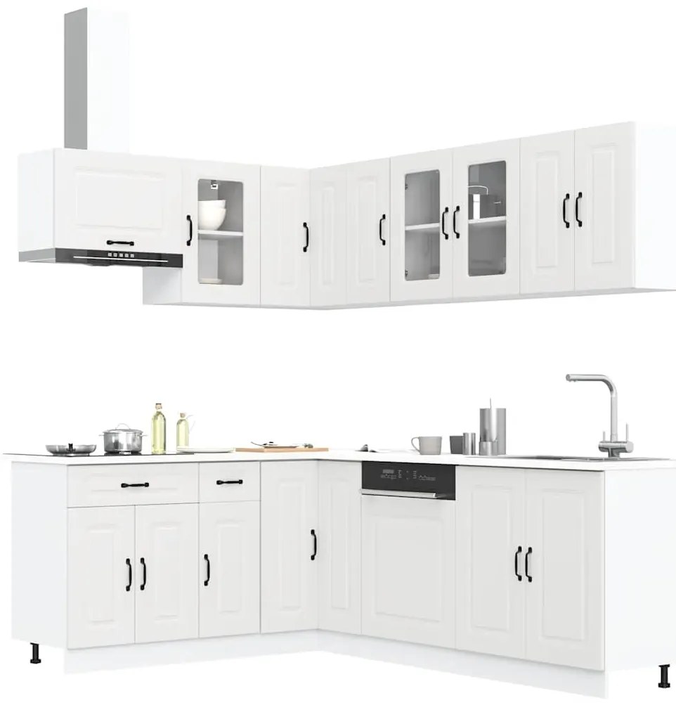 vidaXL 11 peças armário de cozinha conjunto Kalmar branca