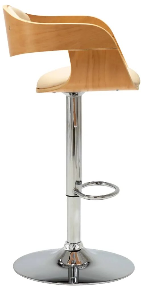 Bancos de bar 2 pcs madeira curvada e couro artificial creme