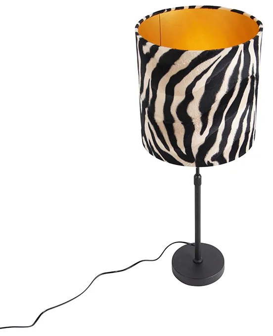 Candeeiro de mesa com abajur preto estampado de zebra 25 cm ajustável - Parte Clássico / Antigo
