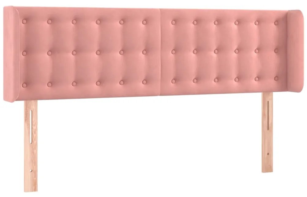 Cabeceira de cama c/ luzes LED veludo 147x16x78/88 cm rosa