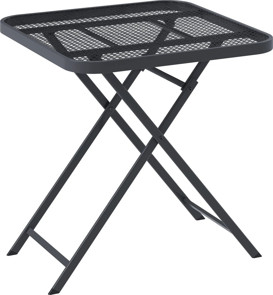 Outsunny Mesa de jardim dobrável 70 x70 cm, resistente às intempéries, mesa de varanda dobrável com design vazado, quadrada Preto | Aosom Portugal