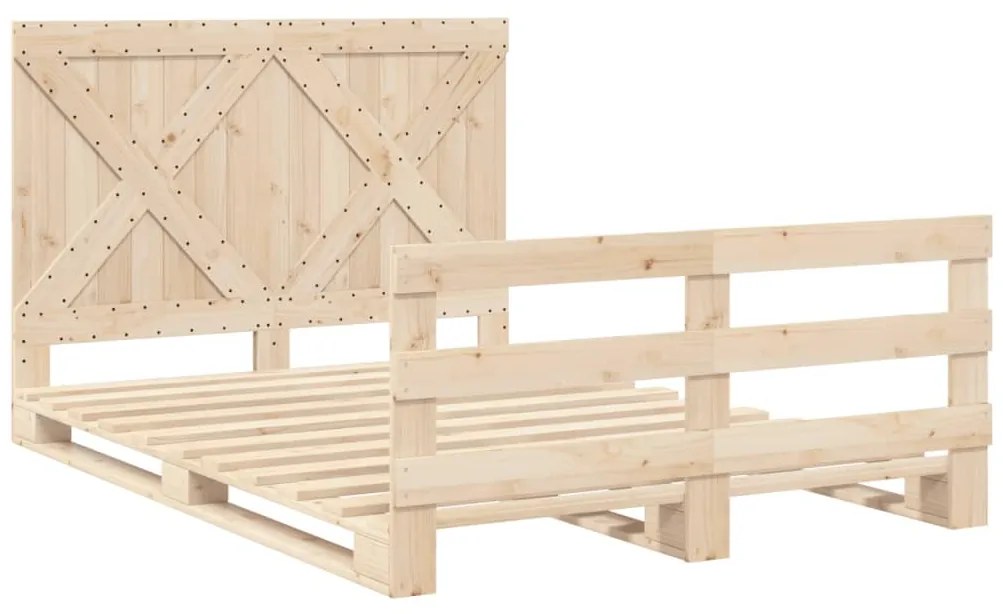 Estrutura de cama com cabeceira 140x200 cm pinho maciço