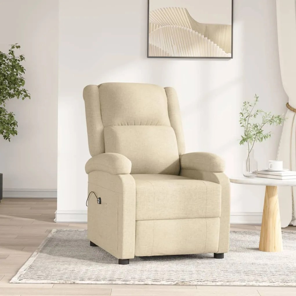 vidaXL Poltrona reclinável elétrica tecido cor creme