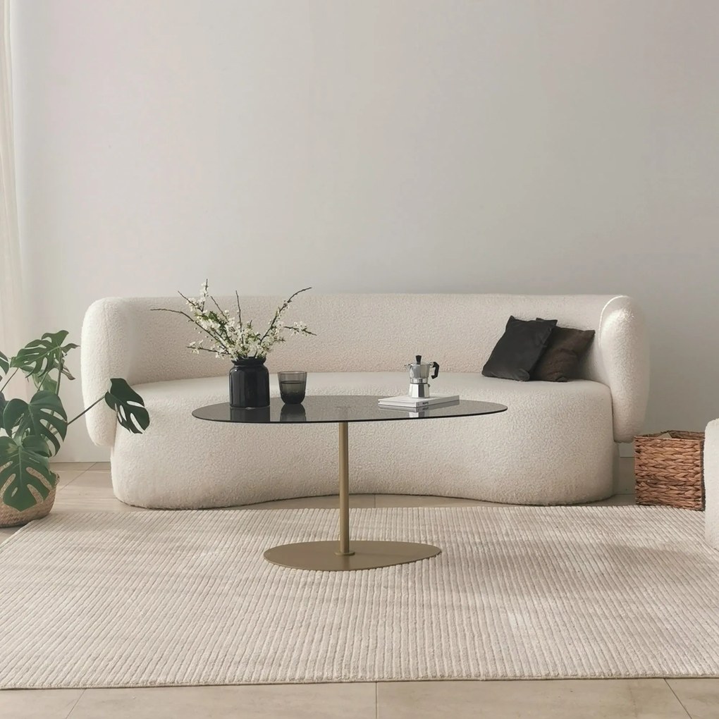 Mesa de Centro Porto – Cinzento Escuro e Dourado – 90 x 40 x 60 cm