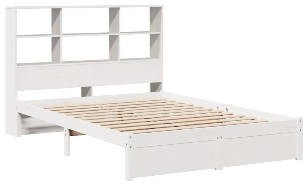 Cama com estante sem colchão 140x190 cm pinho maciço branco