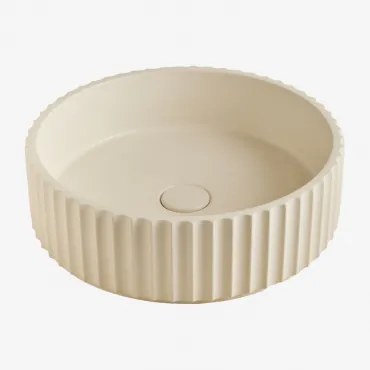 Lavabo Redondo Ø40 Cm Em Cimento Teide Beige Creme - Sklum