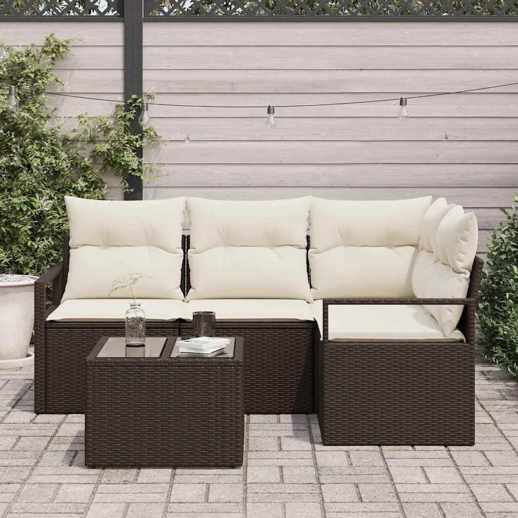 Sofá de Jardim de 4 Peças com Almofadas em Rattan Sintético Cinza