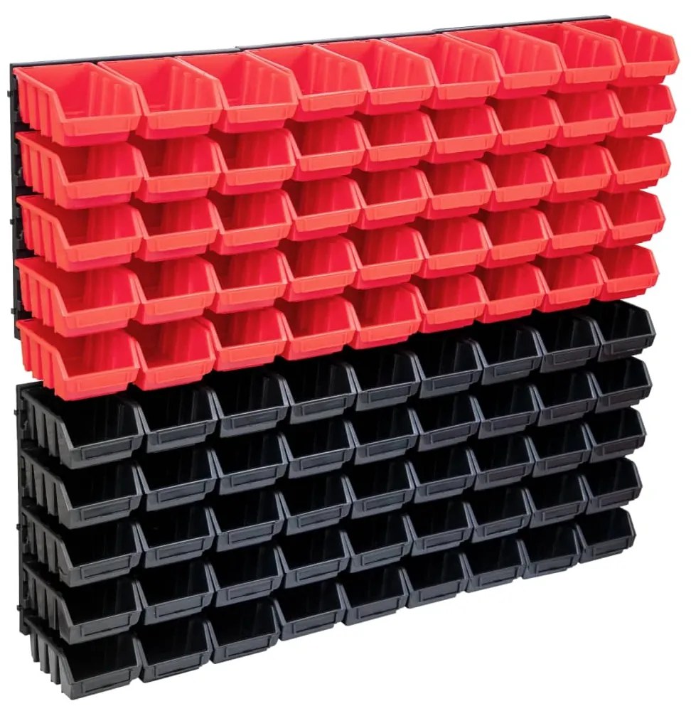 96 pcs Kit caixas arrumação com painéis parede vermelho e preto