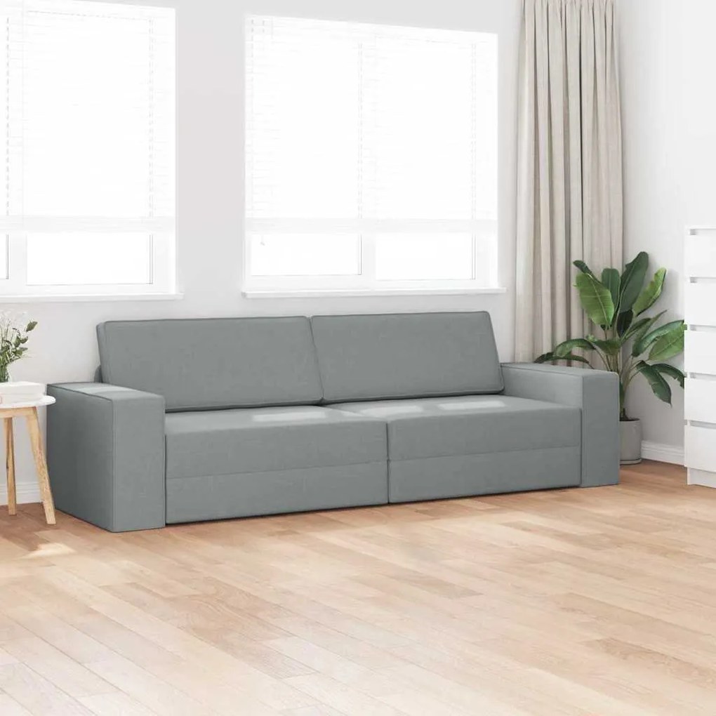 Sofá Cama de Chão 2 em 1 Cinza Claro 245x150x60.5 cm Tecido