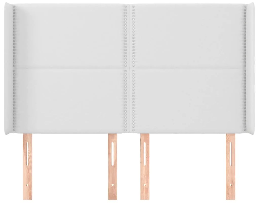 Cabeceira cama c/ abas couro artificial 147x16x118/128cm branco