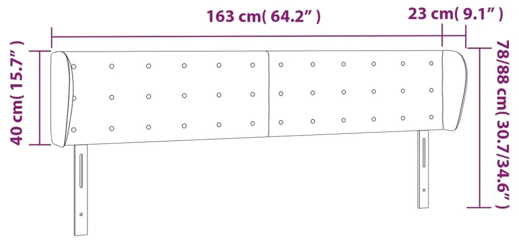 Cabeceira cama abas couro artificial 163x23x78/88 cm cappuccino