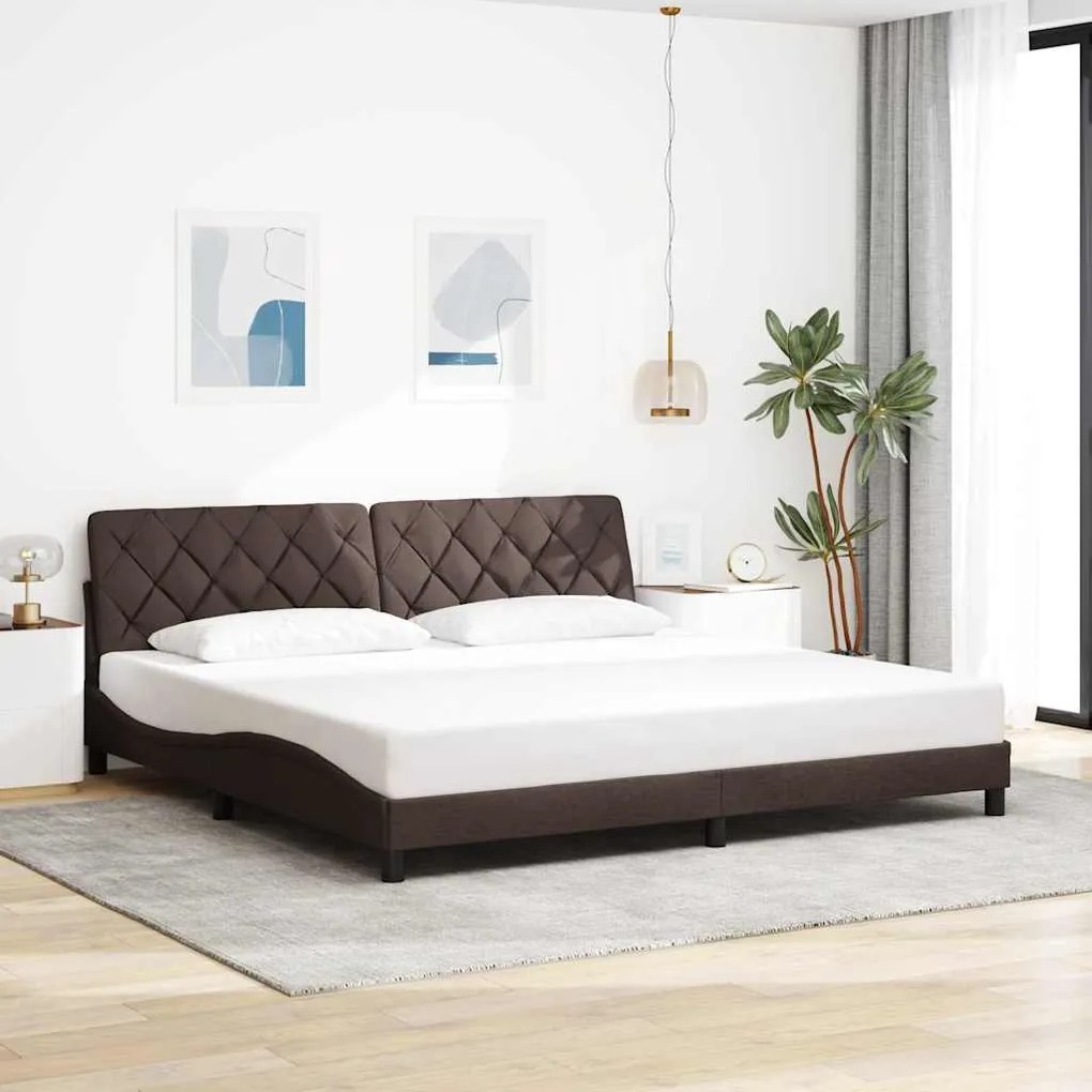 vidaXL Estrutura de cama sem colchão 200x200 cm tecido castanho-escuro