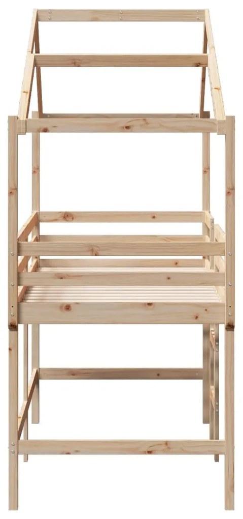 Cama alta c/ escada e telhado 90x190 cm pinho maciço