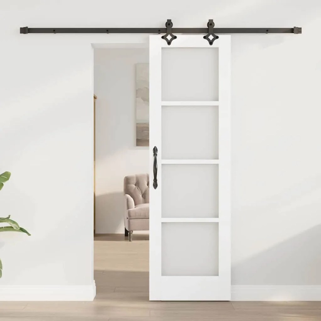 Porta Deslizante vidaXL com Hardware Branco 61x198.5 cm Madeira Maciça