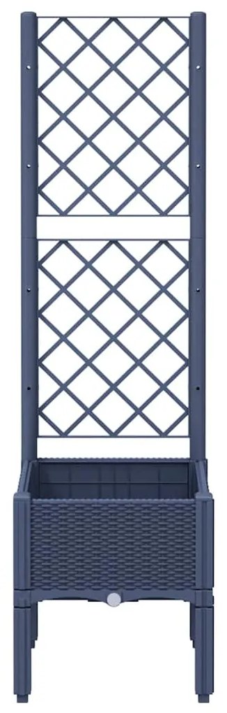 Vaso/floreira de jardim c/ treliça 40x40x142 cm PP cinzento azul