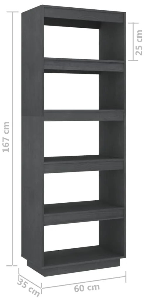 Estante/divisória 60x35x167 cm pinho maciço cinzento