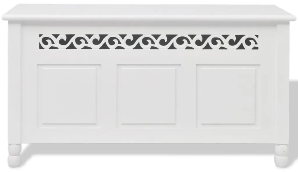 Banco de arrumação, estilo barroco, MDF branco