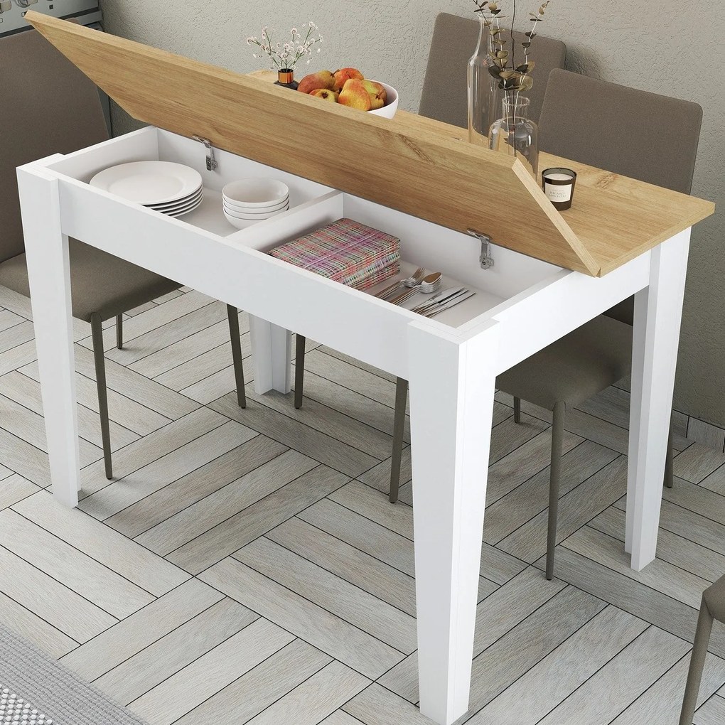 Mesa de Cozinha Kiev – Branco Carvalho – 110x75x72 cm