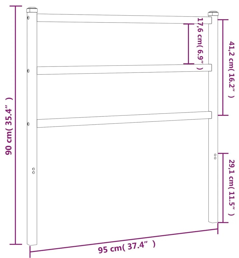Cabeceira de cama 90 cm metal branco