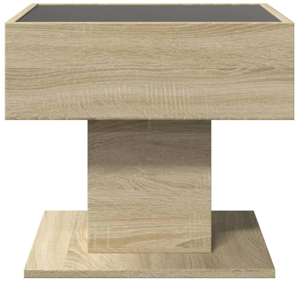 Mesa de centro c/ LEDs 50x50x45 madeira processada