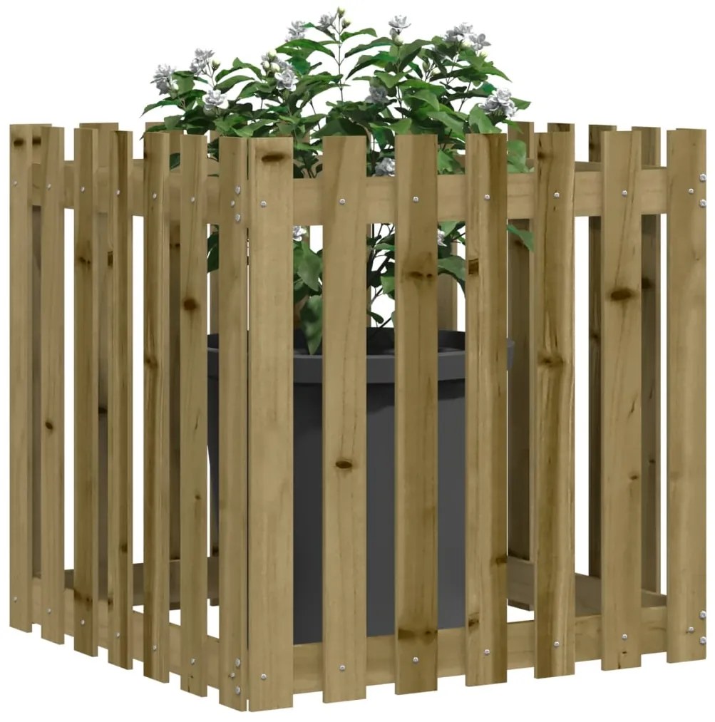 Vaso de jardim c/ design de cerca 70x70x70 cm pinho impregnado