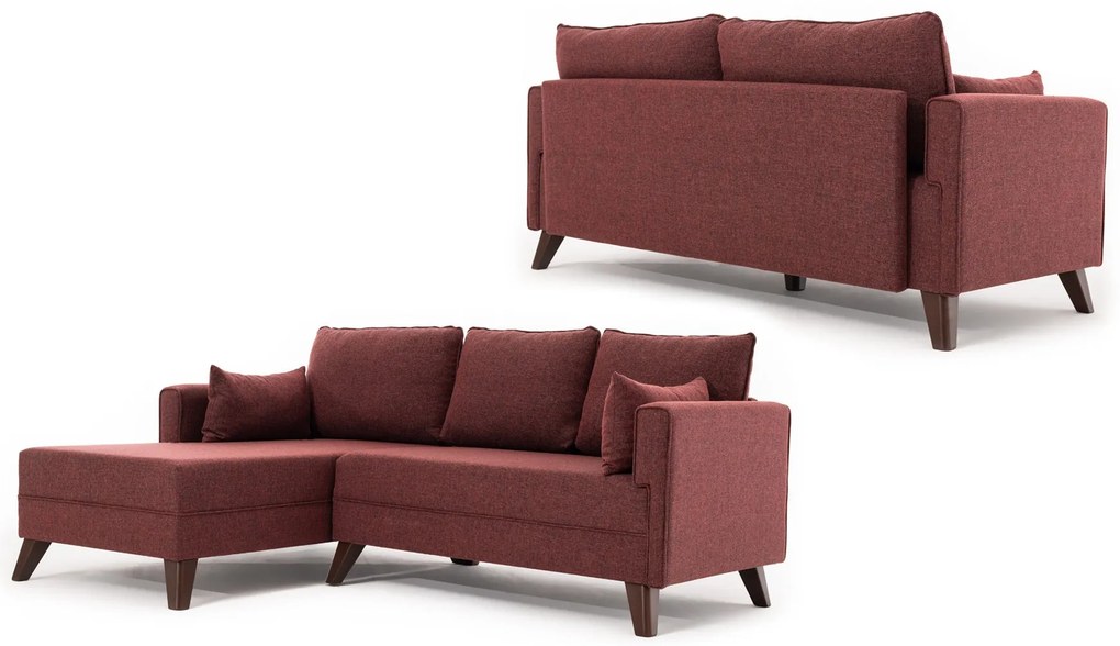 Sofá-cama de canto Bella – Vermelho Bordô – 205 x 85 x 140 cm
