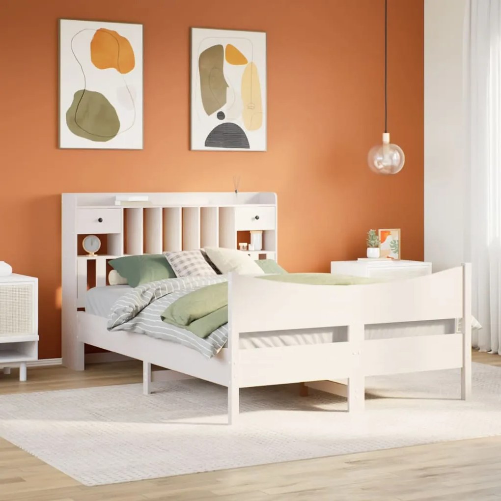 vidaXL Cama sem colchão 160x200 cm madeira de pinho maciça branco