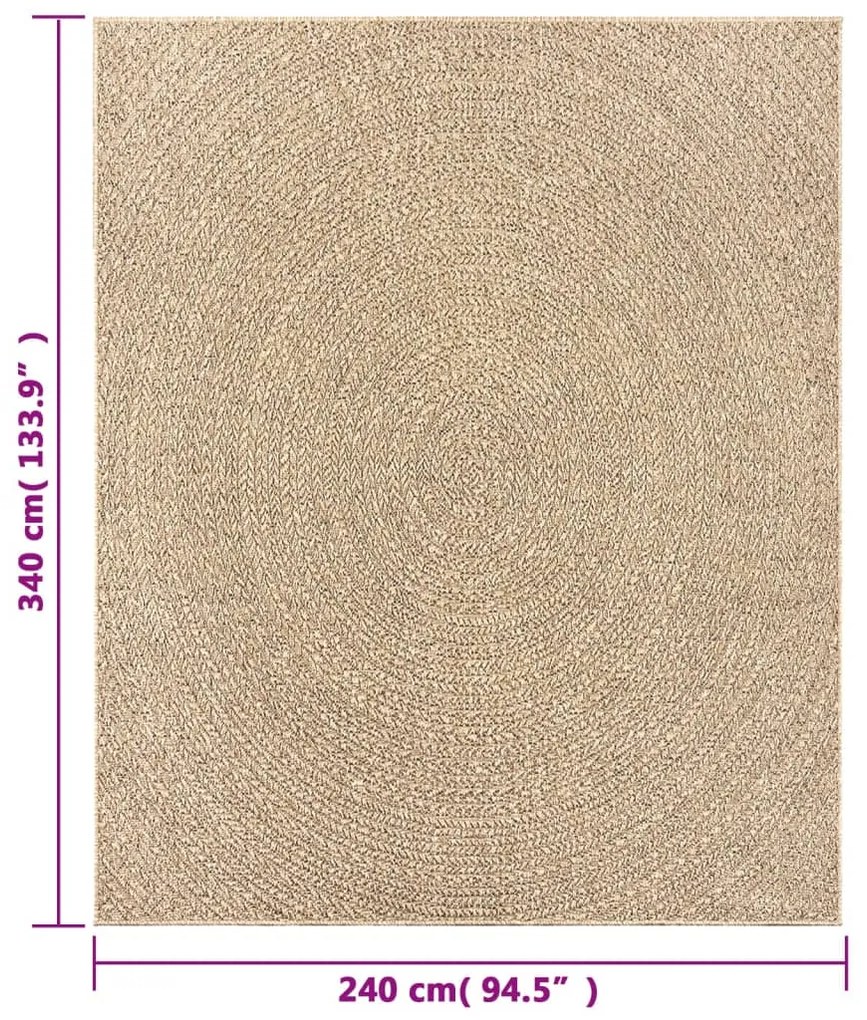 Tapete ZIZUR 240x340 cm aspeto de juta interior e exterior