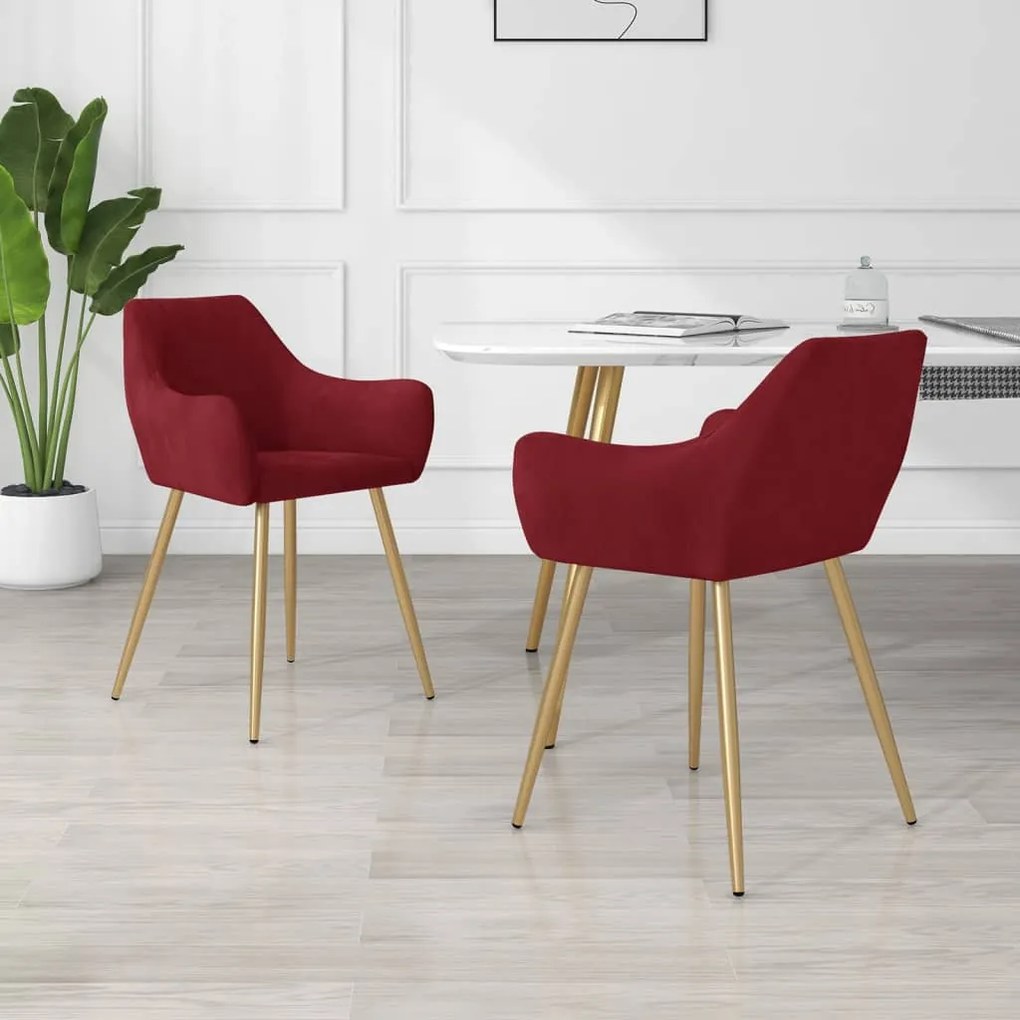 vidaXL Cadeiras de jantar 2 pcs veludo vermelho tinto