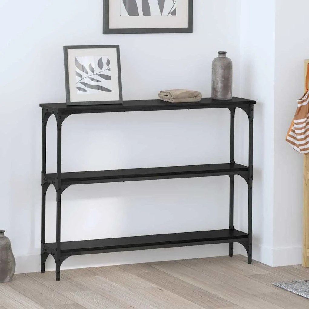 vidaXL Aparador com prateleira Carvalho preto 100 x 22.5 x 75 cm