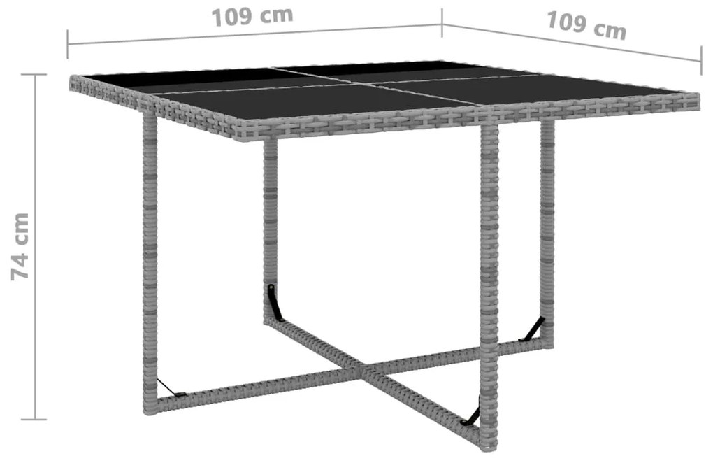 9 pcs conjunto jantar exterior c/ almofadões vime PE antracite