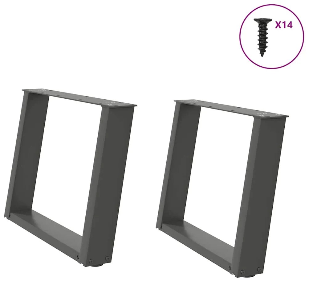 Pés para mesa de centro em forma de U, 2 peças, antracite, 60x (42-43)