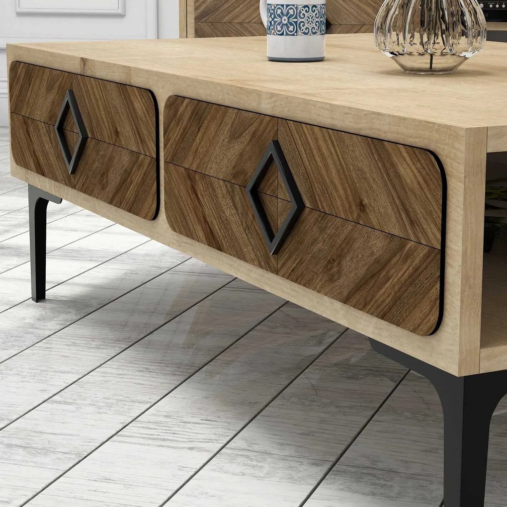 Conjunto de Mobiliário para Sala de Estar Samba – Carvalho – TV Unit: