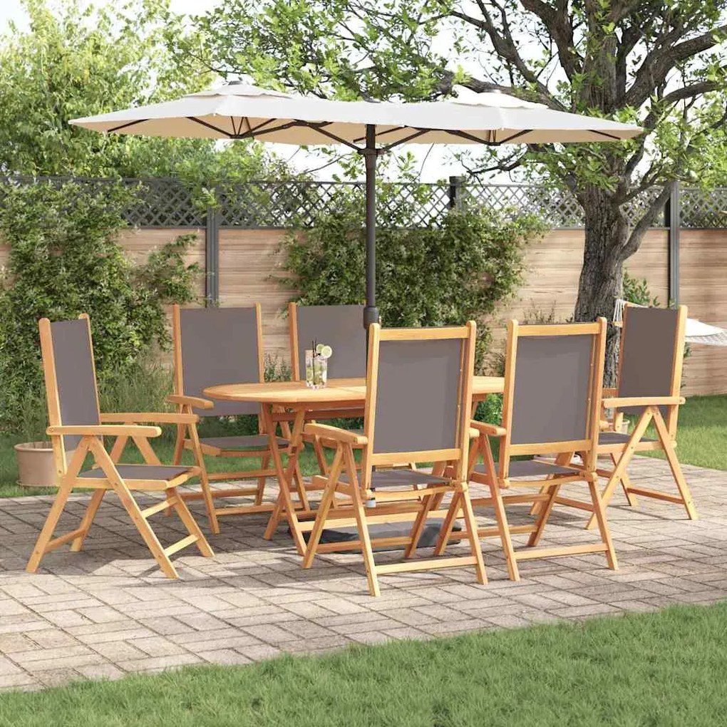 vidaXL Conjunto de Jantar de Jardim Manual 7 pcs Antracite 6-Pessoas