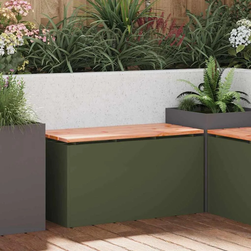 vidaXL Banco de jardim Verde-oliva 80 x 40 x 43 cm Aço