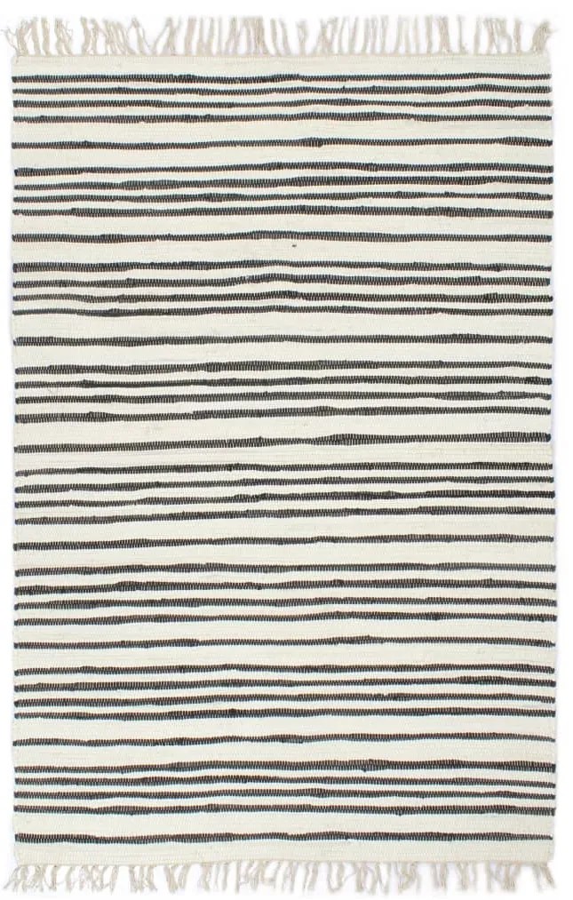 vidaXL Tapete chindi tecido à mão algodão 80x160 cm antracite e branco