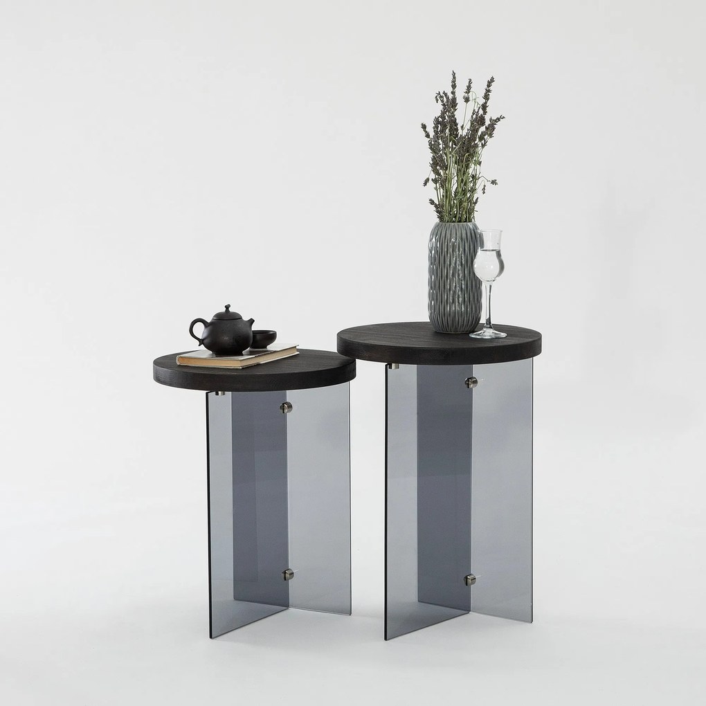 Conjunto de Mesas de Café Serenity – Antracite – 35x51 cm / 35x46 cm