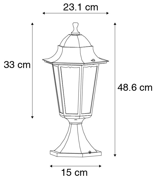 Base de lanterna clássica para exterior preta 48,6 cm IP44 - Nova Orleans Clássico / Antigo