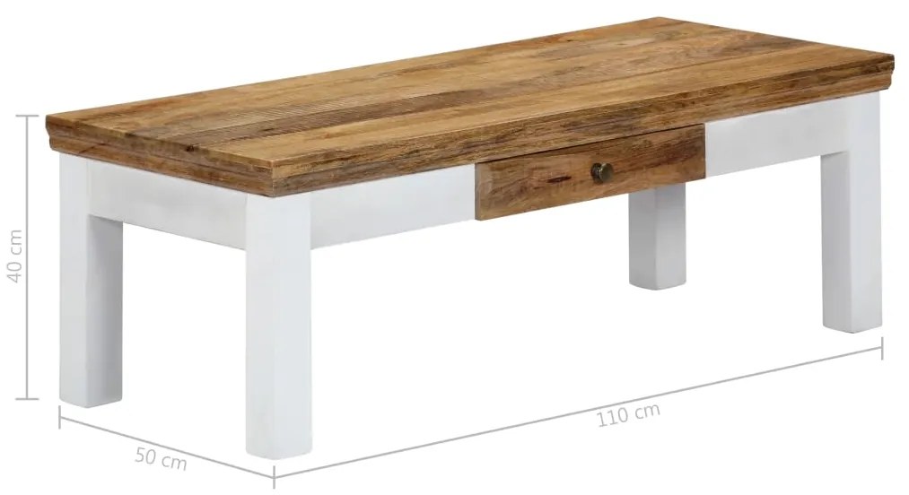 Mesa de centro 110x50x40 cm madeira de mangueira maciça