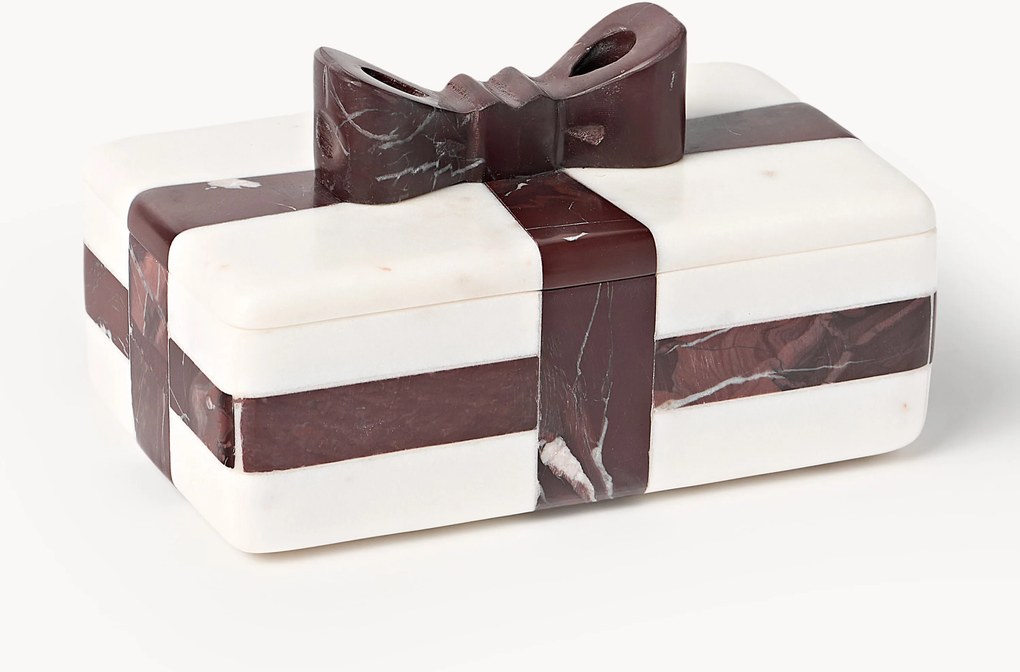 Caixa decorativa de Natal em mármore Rosso Levanto Cutemas, L 19 cm