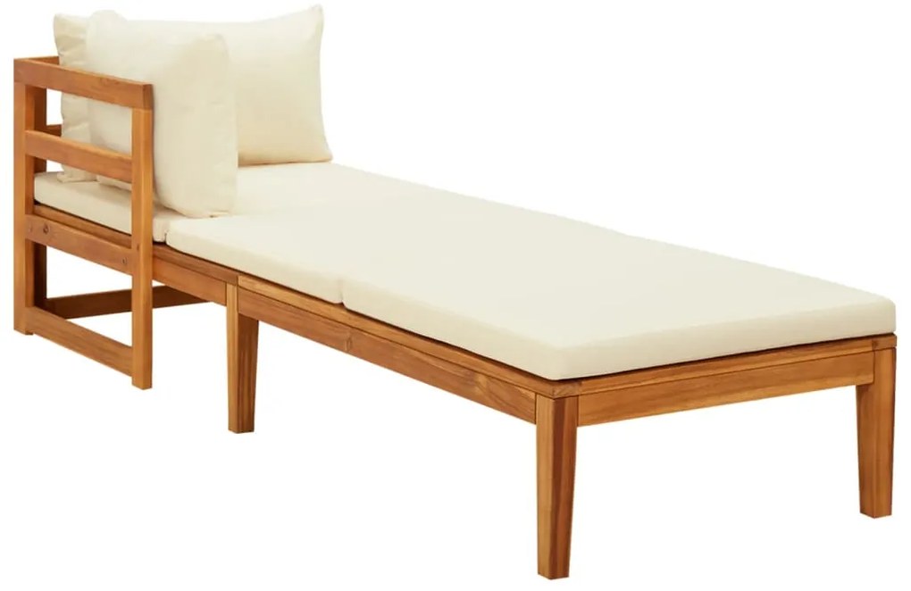 3 pcs conj. lounge de jardim c/ almofadões branco nata acácia