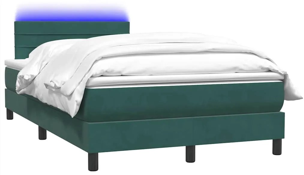 Cama boxspring com colchão 120x210 cm veludo verde-escuro