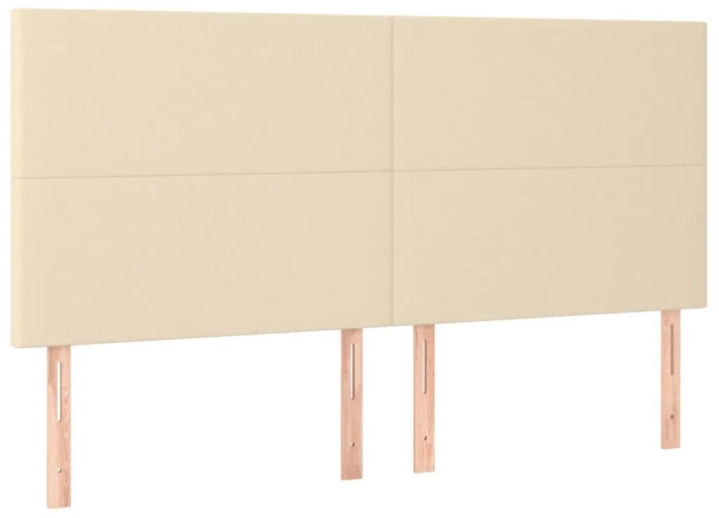 Cama box spring c/ colchão e LED 180x200 cm tecido cor creme