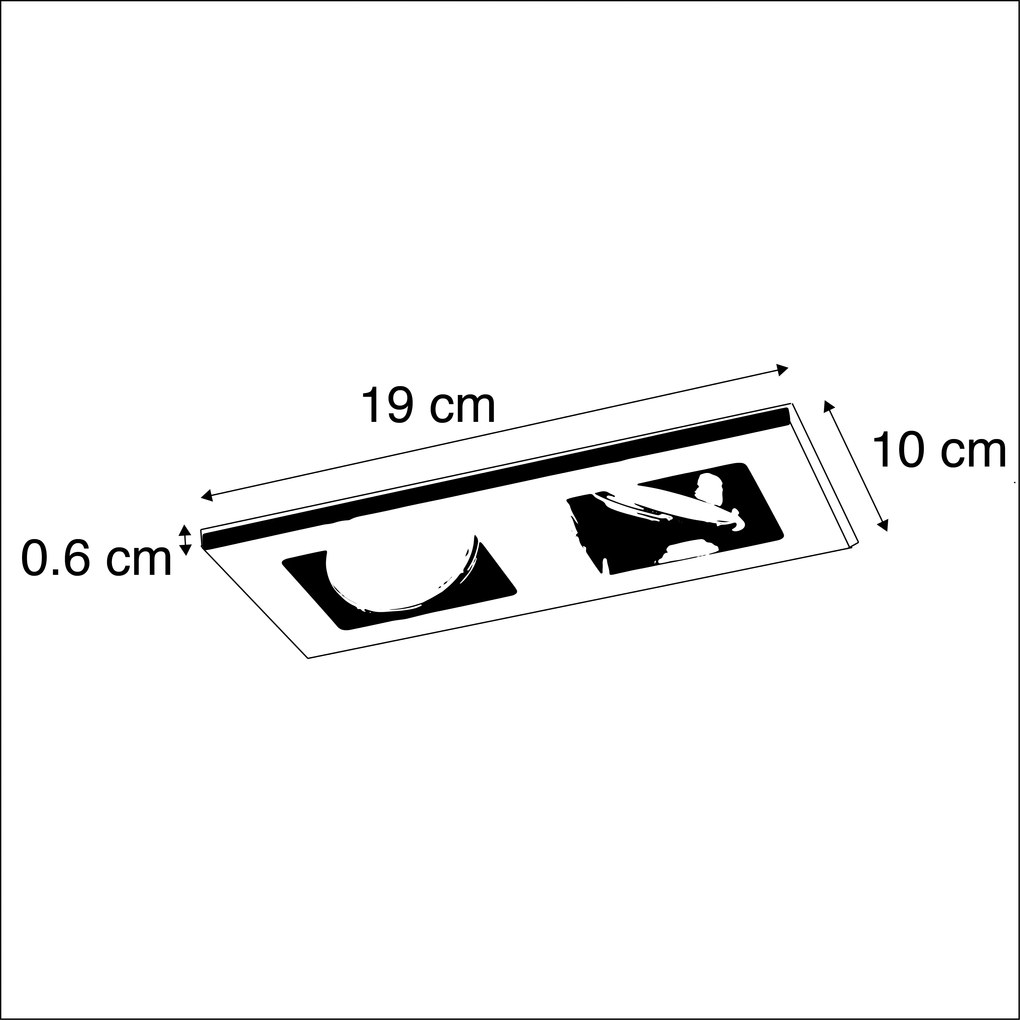 Foco embutido preto retangular 2 luzes - Qure Moderno