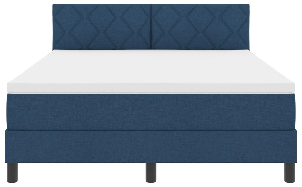 Cama Box Spring com Colchão & Luz LED Azul 140x200 cm Tecido